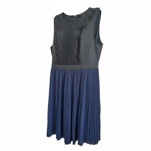 Plus Size Eloquii Sleeveless Pleated Lace Color Block Dress Cocktail Party